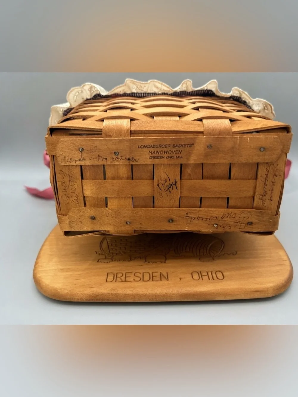 Longaberger 1994 Dresden Basket Combo w/ Family Signatures